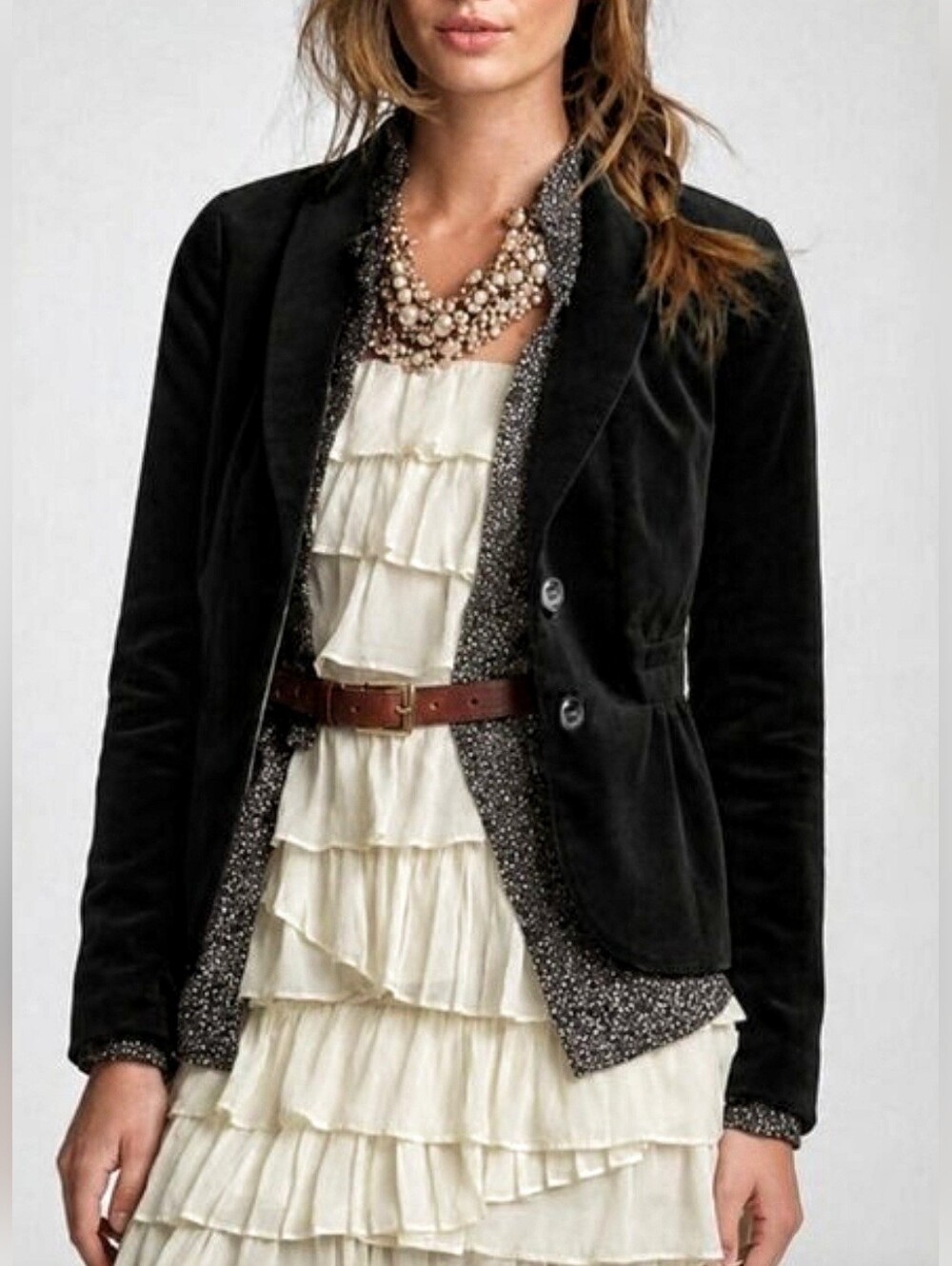J.Crew Black Eden Velvet Peplum Black Blazer sz.6 Style 17306